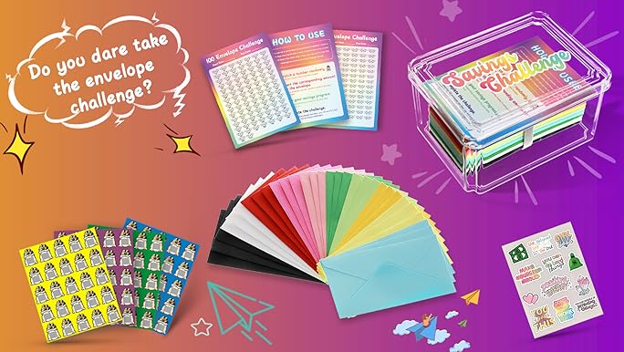 Amazon.com : 100 Envelopes Money Saving Challenge Box, Save